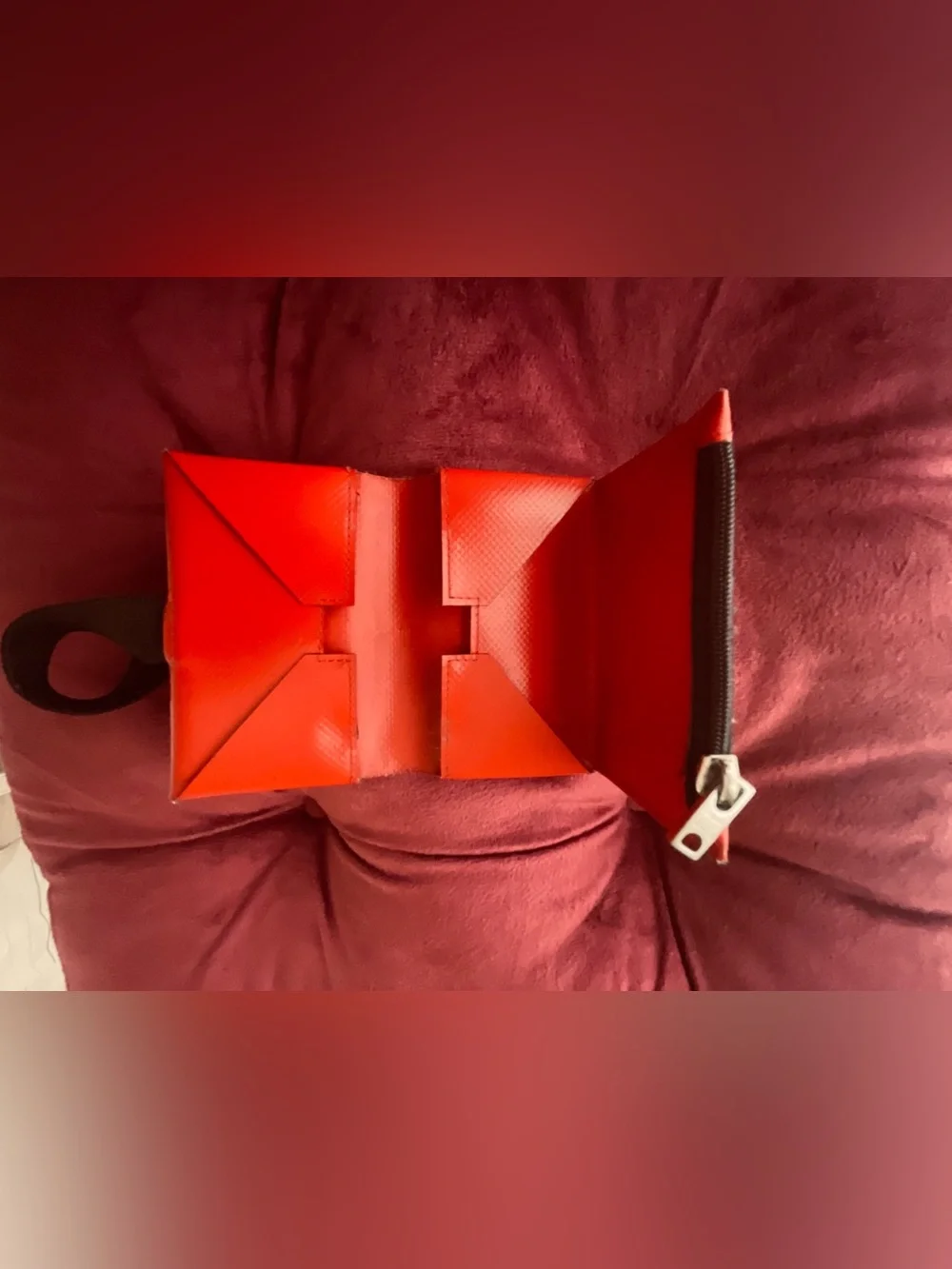 Marni Red Compact Foldable Leather Wallet Tote